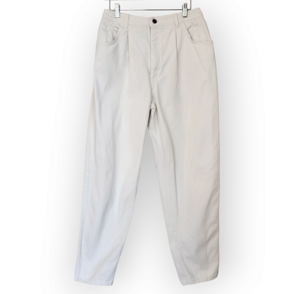 Vintage Talbots White High Rise Pleated Taper Leg Jeans 28